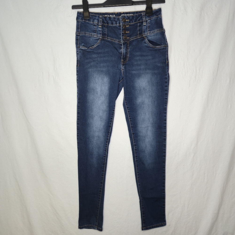 Vienna High Waist Skinny Denim Blue Jeans Stretch Button Front Pockets Size 9